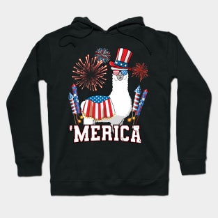 Patriotic Llama Merica 4th of July Hoodie